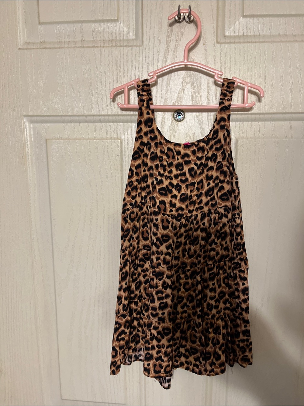 Cutie Patootie Girls Leopard Print Tank Dress - Brown